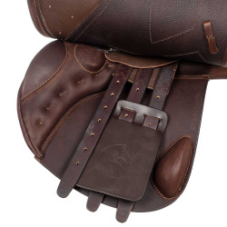 Selle obstacle Modigliani avec panneaux en laine Acavallo Marron foncé