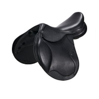 Dubbele leren springzadel Meredith Equestro Zwart Dubbele leren springzadel Meredith Equestro Zwart