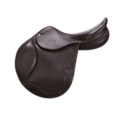 Selle obstacle en cuir double Meredith Equestro Marron foncé