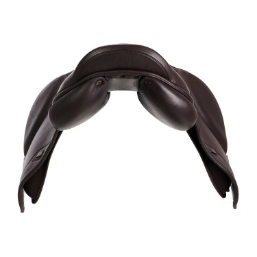 Selle obstacle en cuir double Meredith Equestro Marron foncé