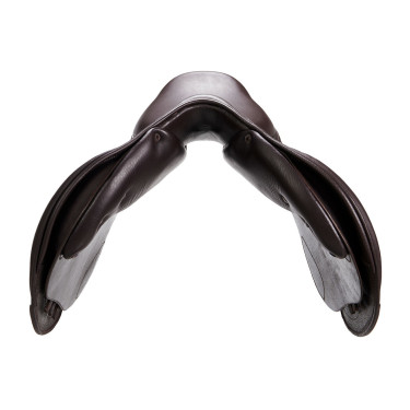 Selle obstacle en cuir double Meredith Equestro Marron foncé