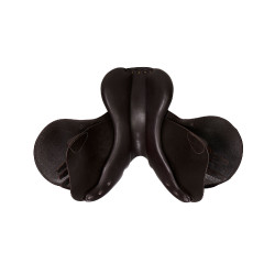 Dubbele leren springzadel Meredith Equestro Donkerbruin