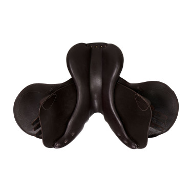 Selle obstacle en cuir double Meredith Equestro Marron foncé