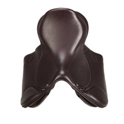 Selle obstacle en cuir double Meredith Equestro Marron foncé