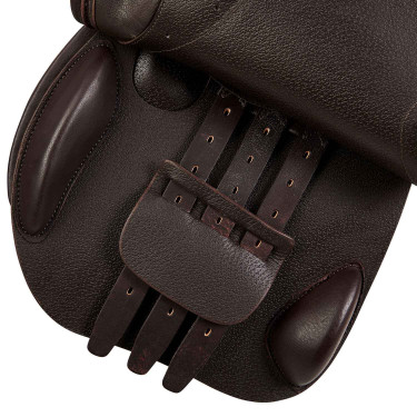 Selle obstacle en cuir double Meredith Equestro Marron foncé