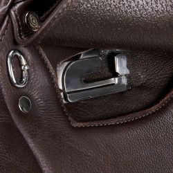 Dubbele leren springzadel Meredith Equestro Donkerbruin