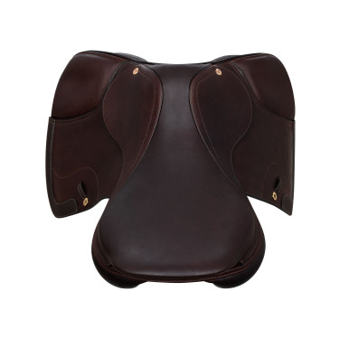 Selle de saut Roma avec arçon en bois et cuir double Acavallo Marron foncé