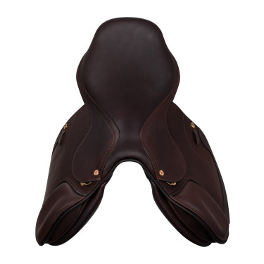 Selle de saut Roma avec arçon en bois et cuir double Acavallo Marron foncé