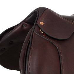 Selle de saut Roma avec arçon en bois et cuir double Acavallo Marron foncé