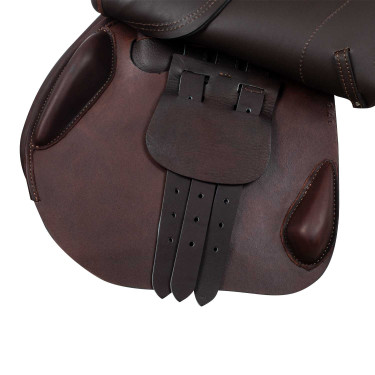 Selle de saut Roma avec arçon en bois et cuir double Acavallo Marron foncé