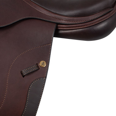 Springzadel Roma met houten boom en dubbel leer van Acavallo Donkerbruin