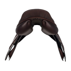 Selle de saut Roma avec arçon en bois et cuir double Acavallo Marron foncé