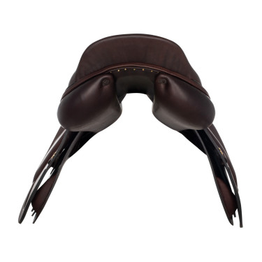 Selle de saut Roma avec arçon en bois et cuir double Acavallo Marron foncé