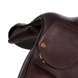 Selle de saut Roma avec arçon en bois et cuir double Acavallo Marron foncé