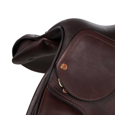 Selle de saut Roma avec arçon en bois et cuir double Acavallo Marron foncé