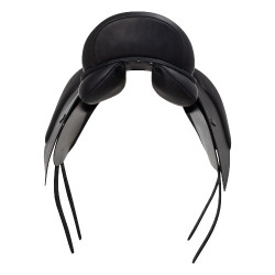 Dressuurzadel met lange kniewrongen Aachen Equestro Zwart