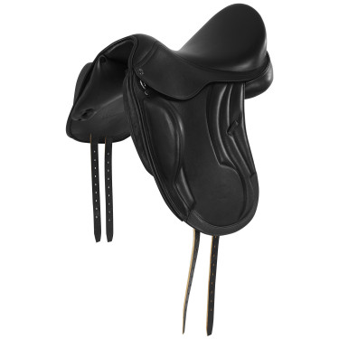 Selle de dressage à quartier unique en cuir Lusiana Equestro Noir