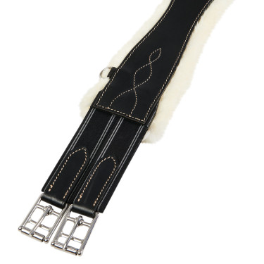 Lederen hindernis-singel met synthetische schapenvacht Alizee Equestro Zwart