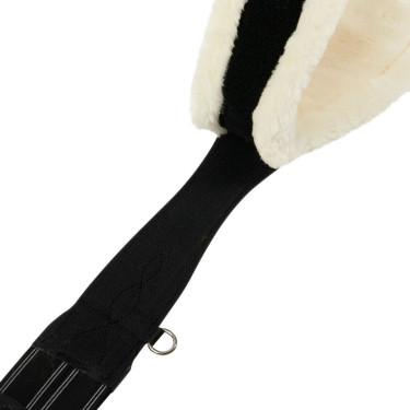 Lederen hindernis-singel met synthetische schapenvacht Alizee Equestro Zwart