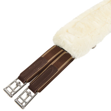 Sangle obstacle en cuir avec mouton synthétique Alizee Equestro Marron foncé