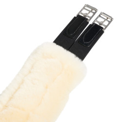 Singel met buikflap voor springzadels in synthetisch schapenvacht Aline Equestro Zwart