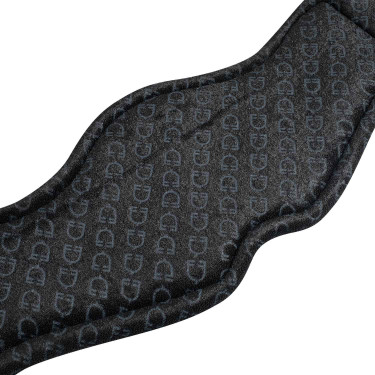 Lederen dressuursingel met gegraveerd Equestro-logo Zwart