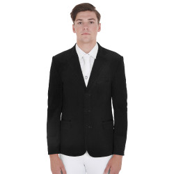 Veste de concours perforée homme 3 boutons Equestro Noir Veste de concours perforée homme 3 boutons Equestro Noir