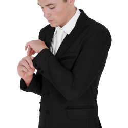 Veste de concours perforée homme 3 boutons Equestro Noir Veste de concours perforée homme 3 boutons Equestro Noir