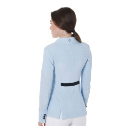Veste de concours perforée femme 4 boutons Equestro Bleu ciel Veste de concours perforée femme 4 boutons Equestro Bleu ciel