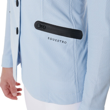 Veste de concours perforée femme 4 boutons Equestro Bleu ciel Veste de concours perforée femme 4 boutons Equestro Bleu ciel