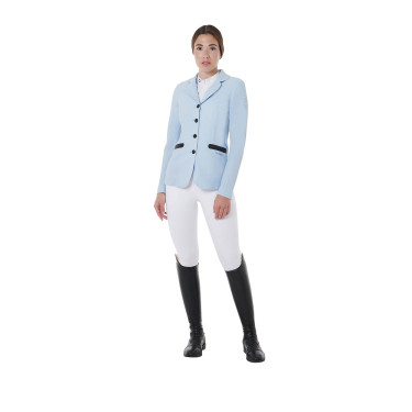 Veste de concours perforée femme 4 boutons Equestro Bleu ciel Veste de concours perforée femme 4 boutons Equestro Bleu ciel