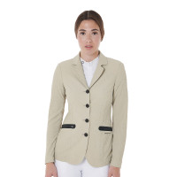 Veste de concours perforée femme 4 boutons Equestro Oxford tan