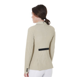 Veste de concours perforée femme 4 boutons Equestro Oxford tan Rose