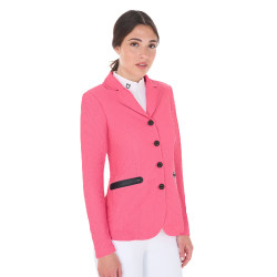 Veste de concours perforée femme 4 boutons Equestro Chèvrefeuille Rose Veste de concours perforée femme 4 boutons Equestro Chèvrefeuille Rose