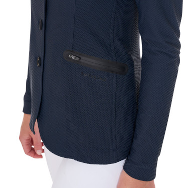 Wedstrijdjas dames geperforeerd 4 knopen Equestro Marineblazer Marineblauw Wedstrijdjas dames geperforeerd 4 knopen Equestro Marineblazer Marineblauw