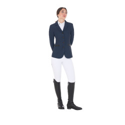 Wedstrijdjas dames geperforeerd 4 knopen Equestro Marineblazer Marineblauw Wedstrijdjas dames geperforeerd 4 knopen Equestro Marineblazer Marineblauw