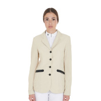 Veste de concours perforée femme 4 boutons Equestro Beige Veste de concours perforée femme 4 boutons Equestro Beige