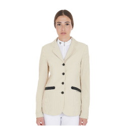 Veste de concours perforée femme 4 boutons Equestro Beige Veste de concours perforée femme 4 boutons Equestro Beige