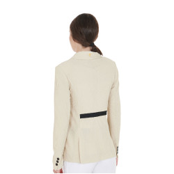 Veste de concours perforée femme 4 boutons Equestro Beige Veste de concours perforée femme 4 boutons Equestro Beige