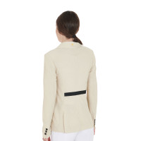 Veste de concours perforée femme 4 boutons Equestro Beige Veste de concours perforée femme 4 boutons Equestro Beige