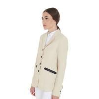 Veste de concours perforée femme 4 boutons Equestro Beige Veste de concours perforée femme 4 boutons Equestro Beige
