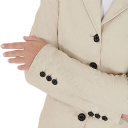 Veste de concours perforée femme 4 boutons Equestro Beige Veste de concours perforée femme 4 boutons Equestro Beige
