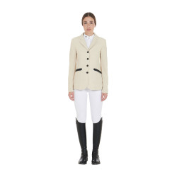 Veste de concours perforée femme 4 boutons Equestro Beige Veste de concours perforée femme 4 boutons Equestro Beige