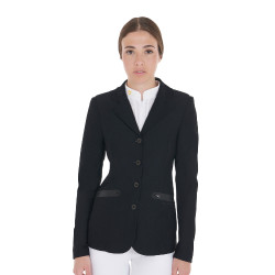 Veste de concours perforée femme 4 boutons Equestro Noir Veste de concours perforée femme 4 boutons Equestro Noir