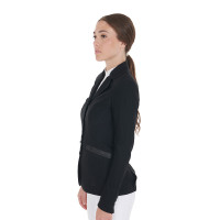 Veste de concours perforée femme 4 boutons Equestro Noir Veste de concours perforée femme 4 boutons Equestro Noir