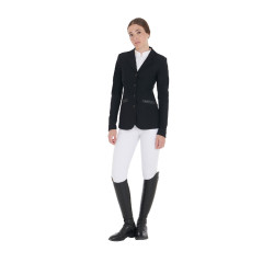 Veste de concours perforée femme 4 boutons Equestro Noir Veste de concours perforée femme 4 boutons Equestro Noir