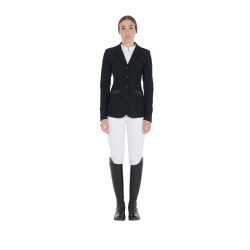 Veste de concours perforée femme 4 boutons Equestro Noir Veste de concours perforée femme 4 boutons Equestro Noir
