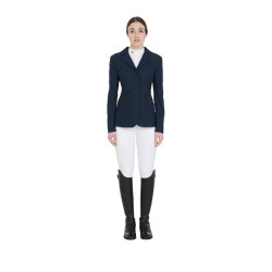 Veste de concours perforée femme 4 boutons Equestro Marine Bleu marine Veste de concours perforée femme 4 boutons Equestro Marine Bleu marine