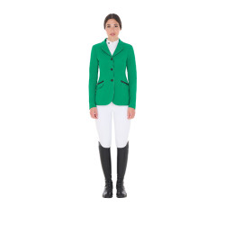 Veste de concours perforée femme 3 boutons Equestro Vert outremer Veste de concours perforée femme 3 boutons Equestro Vert outremer
