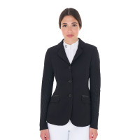 Veste de concours perforée femme 3 boutons Equestro Noir Veste de concours perforée femme 3 boutons Equestro Noir